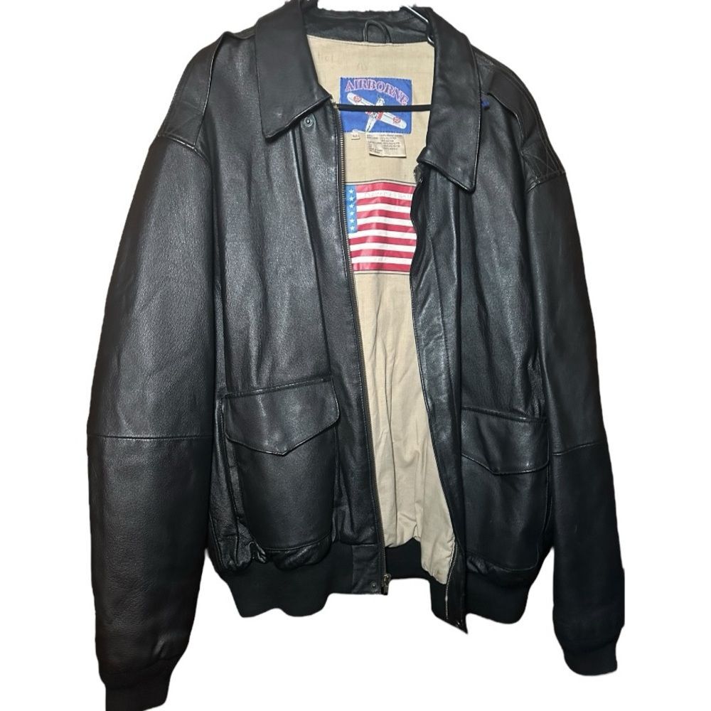 Vintage Airborne 100% genuine leather jacket. Size extra large tall.good